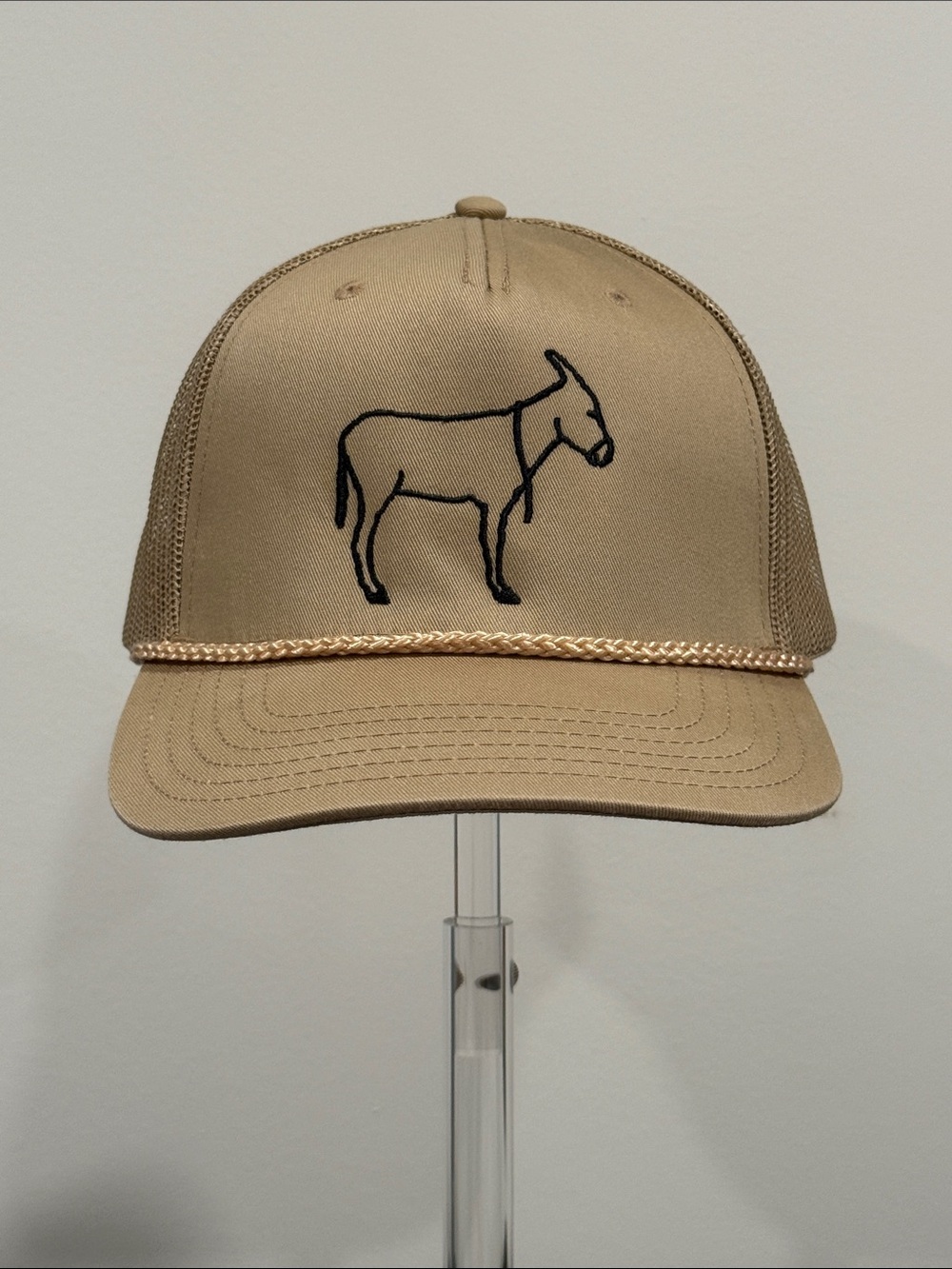 Otto Paul Meyer Tan Burro Donkey Embroidered Structured Rope Hat OSFM